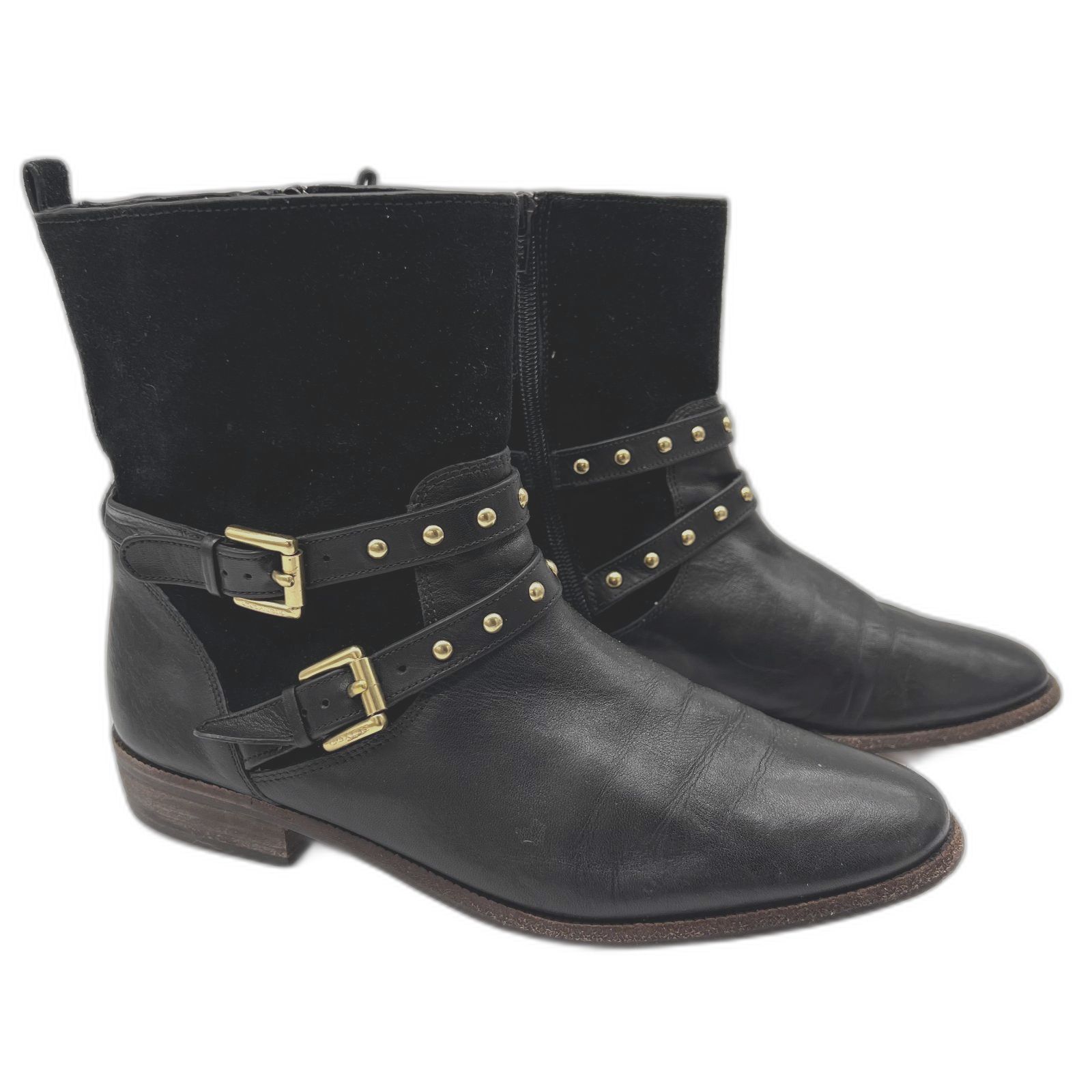 Coach Lilliana Suede & Leather Buckle Accent Boots Size 8.5